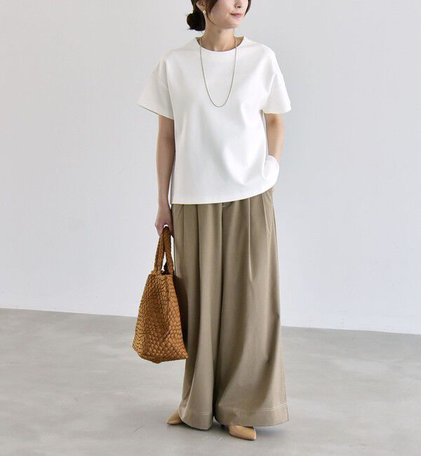 quaranciel「quaranciel:〈洗濯機可能〉ライト ポンチ バッグ ボタン ショートスリーブ TEE」|Tシャツ・カットソー|
