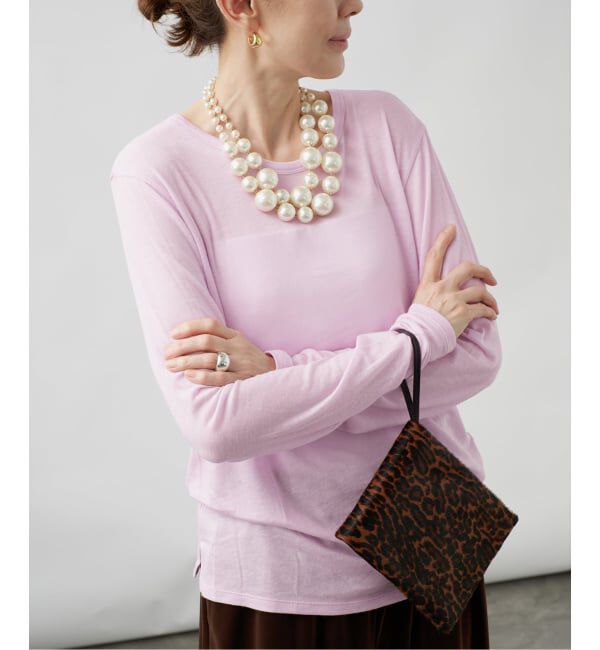 VERMEIL par iena「《予約》シルク混シアーロングスリーブ」|Tシャツ・カットソー|ピンク A