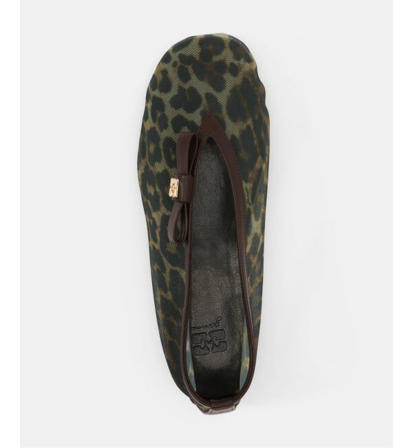 PULP「GANNI / ガニー Jenny Ballerina Printed Mesh Bow」|バレエシューズ|