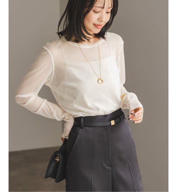 NOBLE「《追加》スキンチュールロングTシャツ」|Tシャツ・カットソー|ホワイト