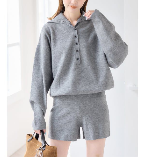 U by SPICK&SPAN「《予約》フロントボタンニットオールインワン」|オールインワン|グレーA