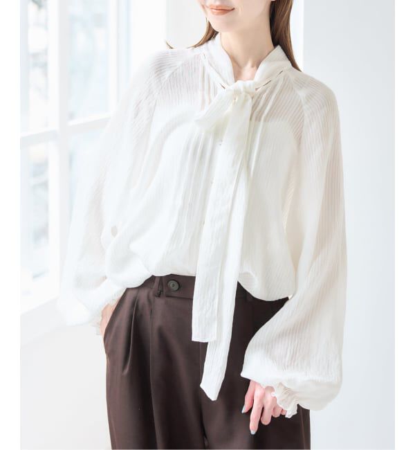 U by SPICK&SPAN「《予約》シアーストライプ2WAYボウタイブラウス」|シャツ・ブラウス|