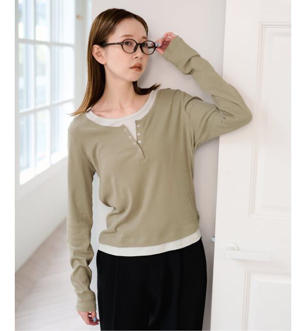 U by SPICK&SPAN「《追加 / 新色 /予約》フェイクレイヤードガーゼフライストップス」|Tシャツ・カットソー|