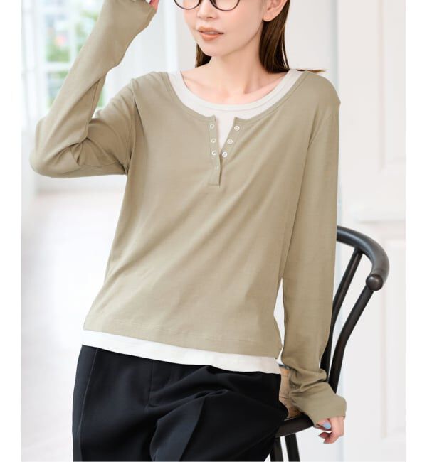 U by SPICK&SPAN「《追加 / 新色 /予約》フェイクレイヤードガーゼフライストップス」|Tシャツ・カットソー|
