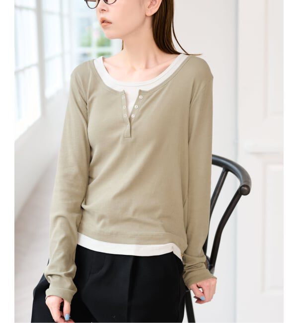 U by SPICK&SPAN「《追加 / 新色 /予約》フェイクレイヤードガーゼフライストップス」|Tシャツ・カットソー|