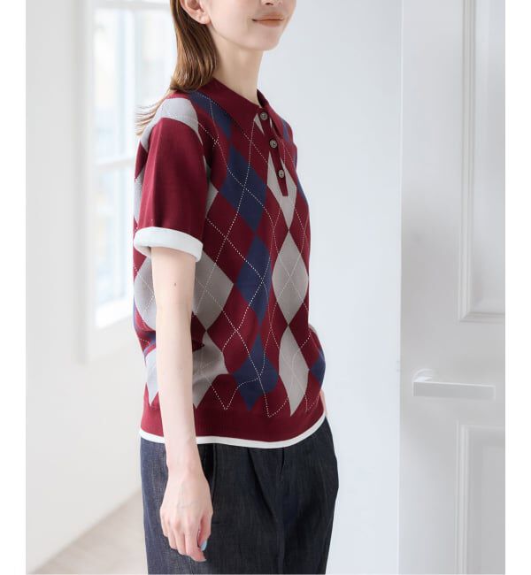 U by SPICK&SPAN「衿つきハーフスリーブニット」|ニット・セーター|