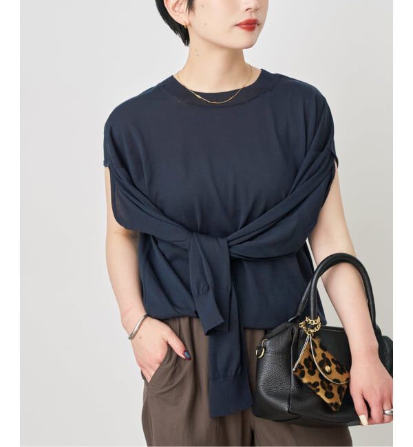 Spick and Span「2WAYスリーブプルオーバー」|ニット・セーター|ネイビー