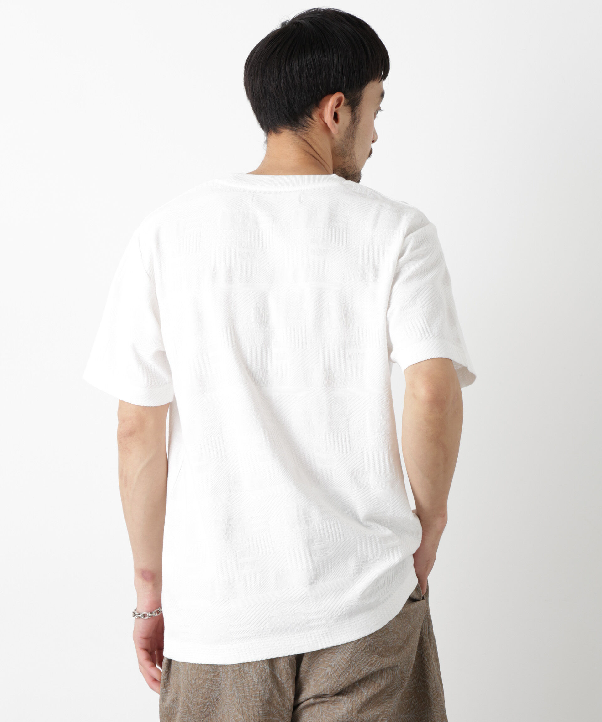 NANO universe「リンクスジャガードTシャツ 半袖」|Tシャツ・カットソー|
