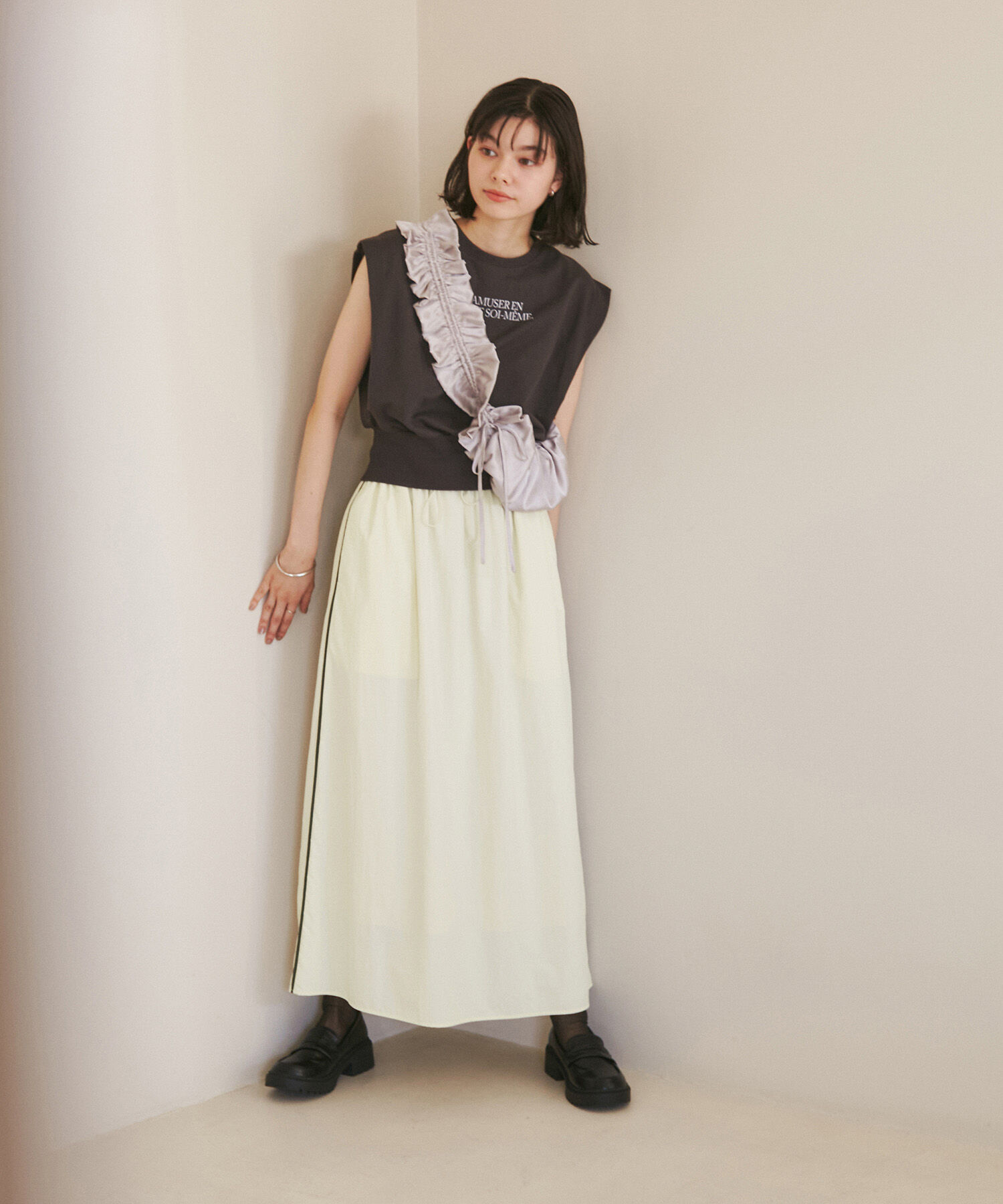 ROPE' PICNIC R「サイドラインナイロンギャザースカート/撥水加工」|スカート|
