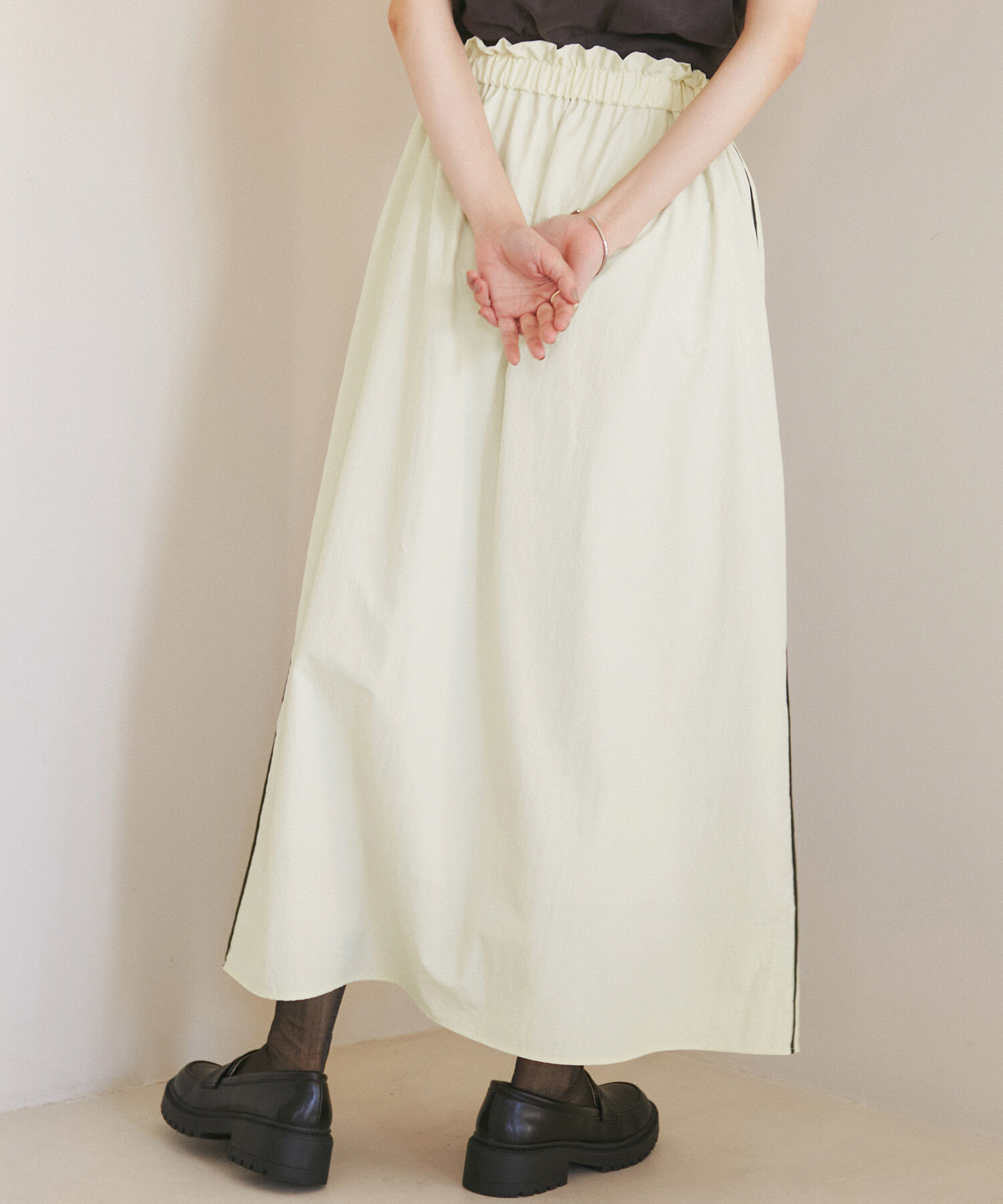 ROPE' PICNIC R「サイドラインナイロンギャザースカート/撥水加工」|スカート|