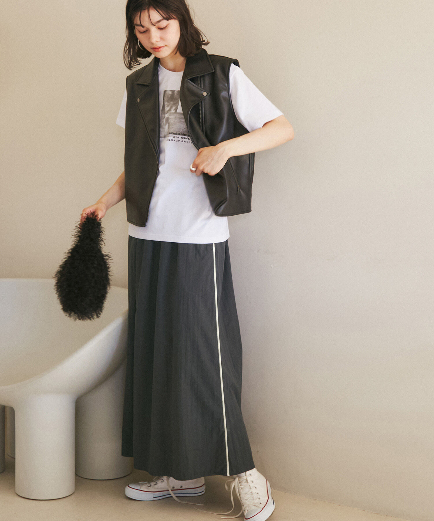 ROPE' PICNIC R「サイドラインナイロンギャザースカート/撥水加工」|スカート|