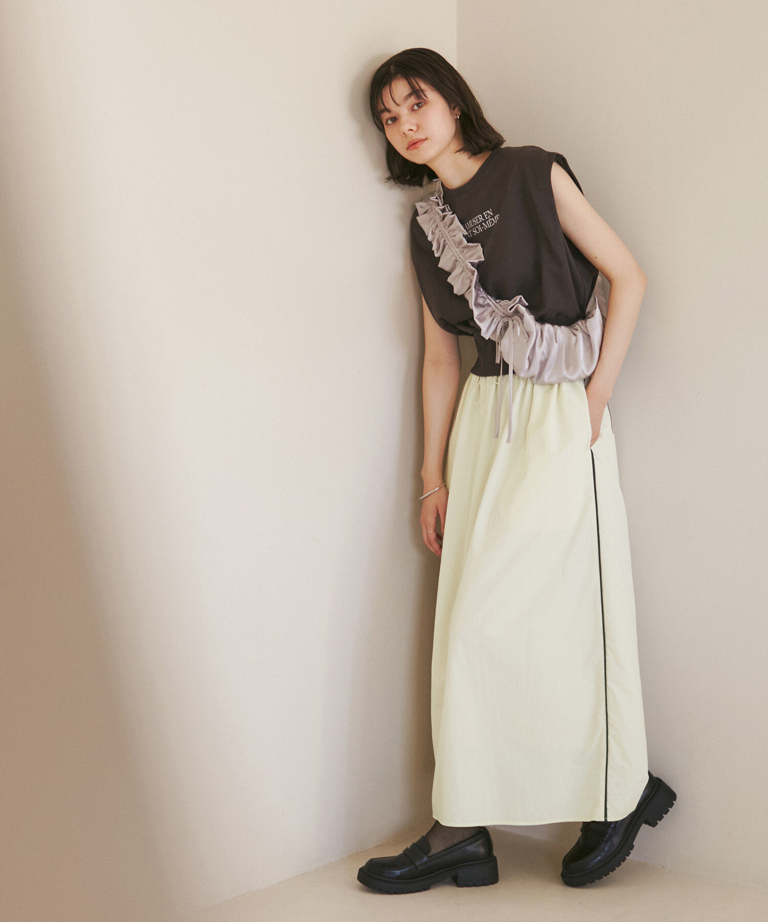 ROPE' PICNIC R「サイドラインナイロンギャザースカート/撥水加工」|スカート|