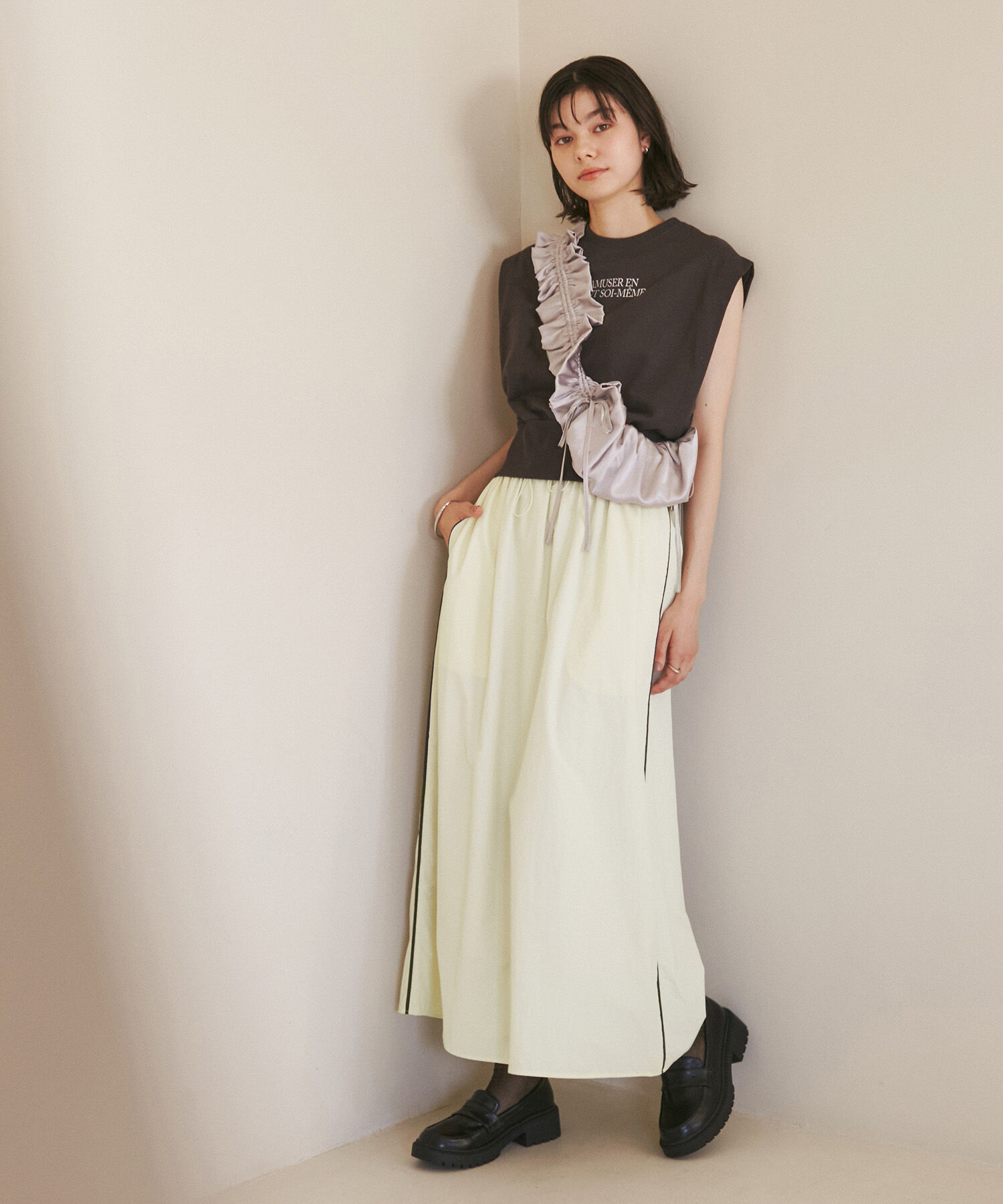 ROPE' PICNIC R「サイドラインナイロンギャザースカート/撥水加工」|スカート|