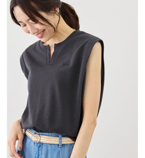 Rope&rsquo;Picnic「キーネックラメ入りミニ裏毛トップス/汗染み防止・セットアップ対応」|Tシャツ・カットソー|