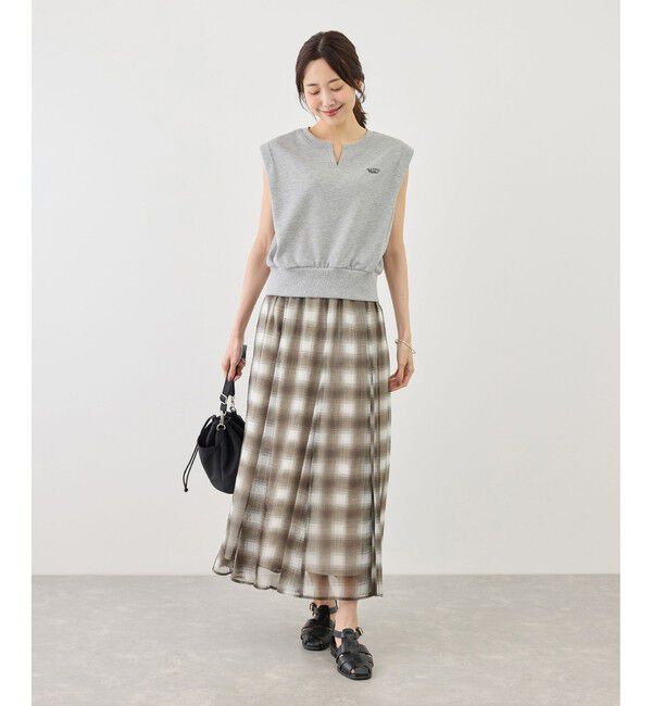 Rope&rsquo;Picnic「キーネックラメ入りミニ裏毛トップス/汗染み防止・セットアップ対応」|Tシャツ・カットソー|