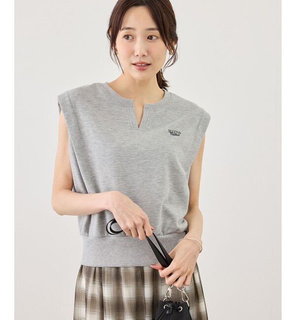 Rope&rsquo;Picnic「キーネックラメ入りミニ裏毛トップス/汗染み防止・セットアップ対応」|Tシャツ・カットソー|