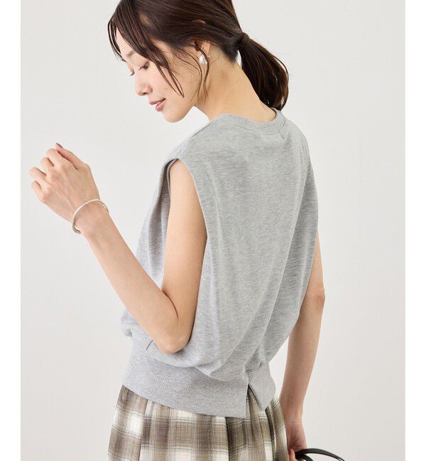 Rope&rsquo;Picnic「キーネックラメ入りミニ裏毛トップス/汗染み防止・セットアップ対応」|Tシャツ・カットソー|