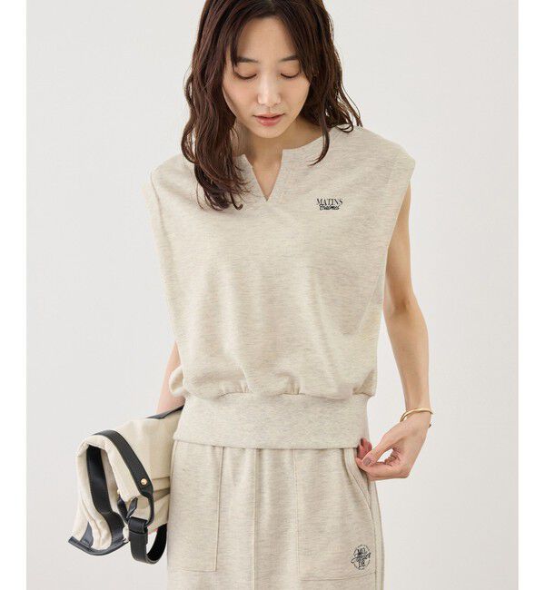 Rope&rsquo;Picnic「キーネックラメ入りミニ裏毛トップス/汗染み防止・セットアップ対応」|Tシャツ・カットソー|