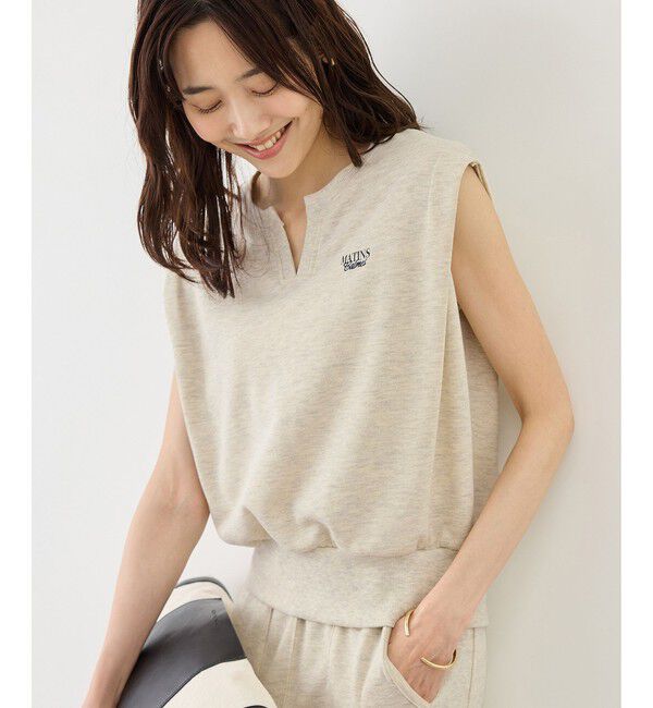 Rope&rsquo;Picnic「キーネックラメ入りミニ裏毛トップス/汗染み防止・セットアップ対応」|Tシャツ・カットソー|