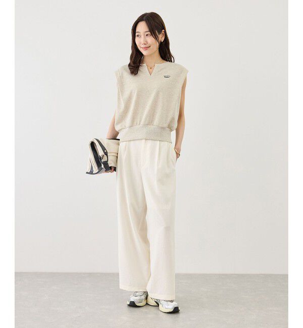 Rope&rsquo;Picnic「キーネックラメ入りミニ裏毛トップス/汗染み防止・セットアップ対応」|Tシャツ・カットソー|