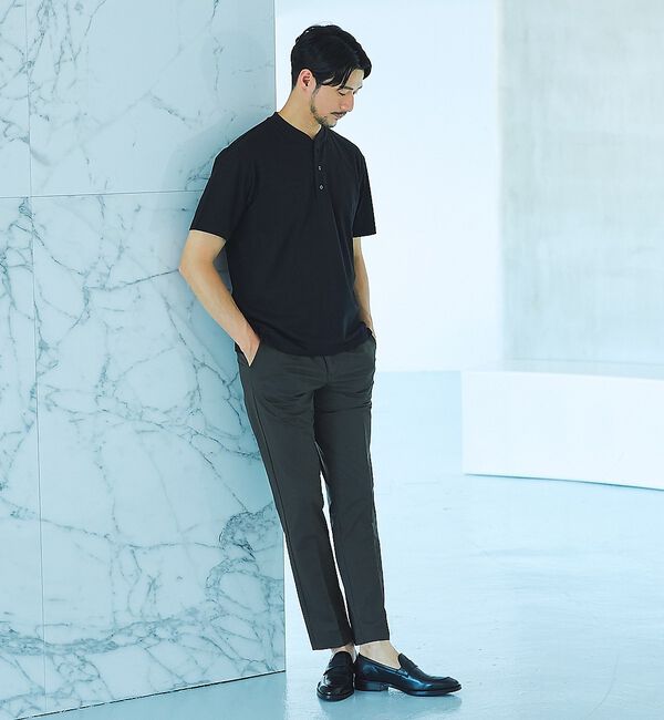 ABAHOUSE「【SMART CLOSET】シルケット天竺 キーヘンリーネック Tシャツ / 接」|Tシャツ・カットソー|