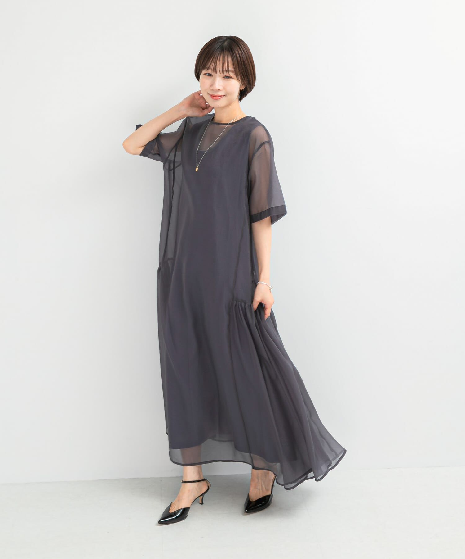 URBAN RESEARCH ROSSO「ELENDEEK　SHEER LAYERED CUT ONE-PIECE」|ワンピース|