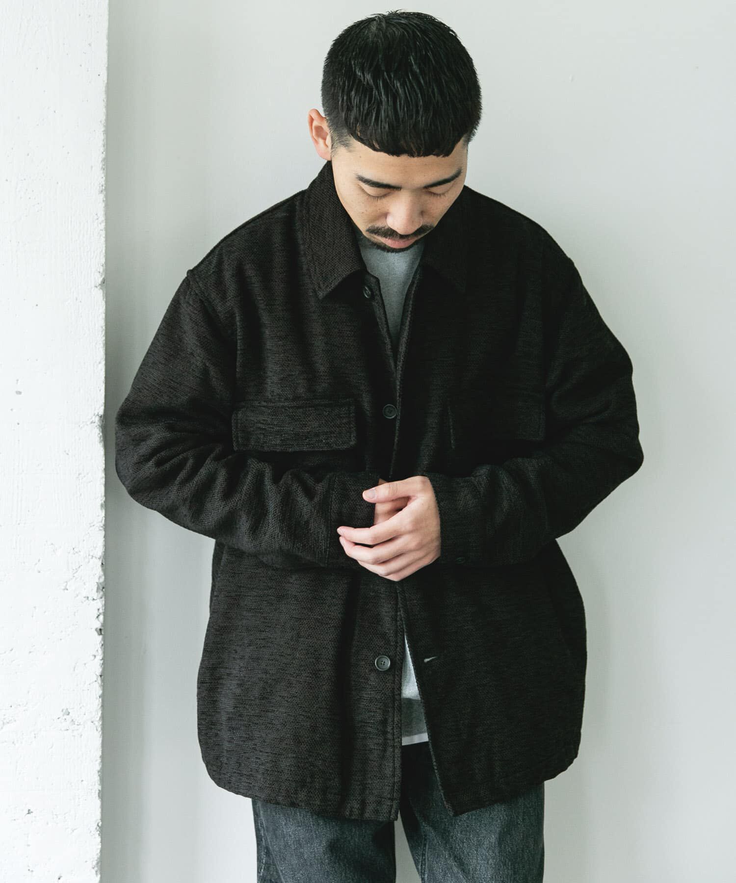 URBAN RESEARCH DOORS「モールシャツジャケット」|ノーカラーコート|