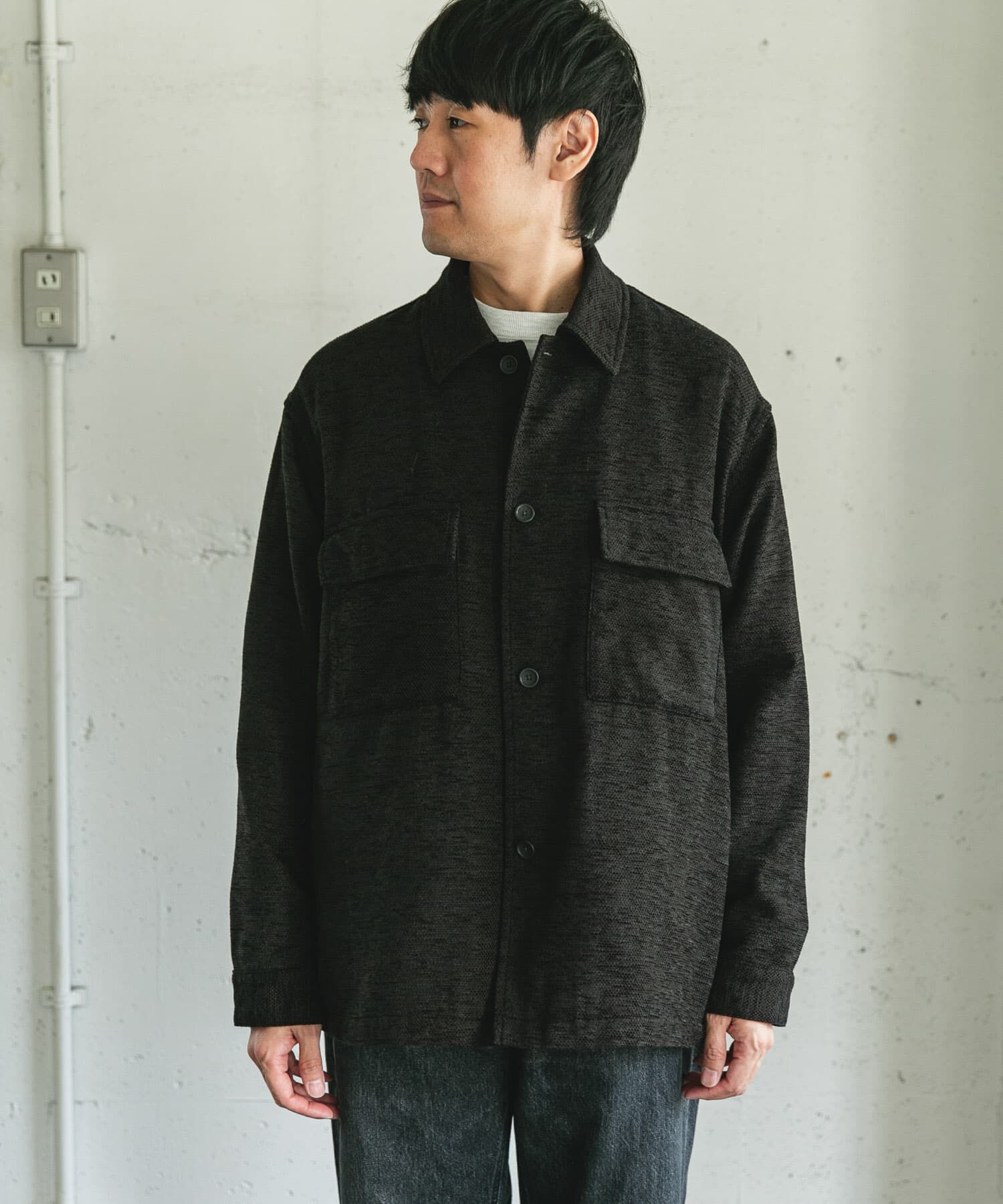 URBAN RESEARCH DOORS「モールシャツジャケット」|ノーカラーコート|