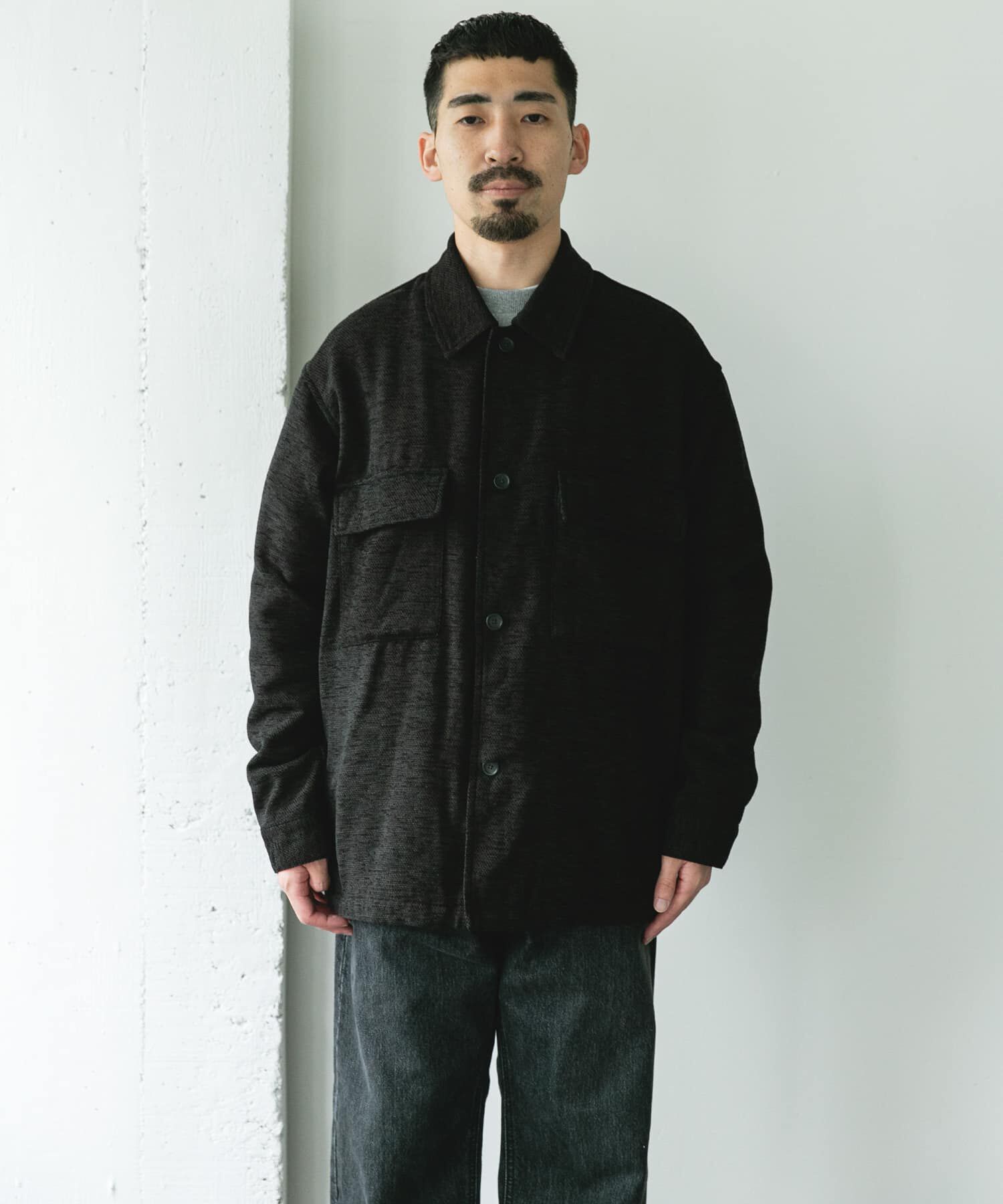 URBAN RESEARCH DOORS「モールシャツジャケット」|ノーカラーコート|