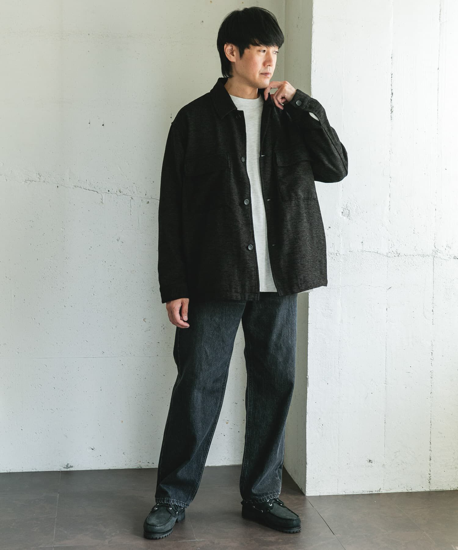 URBAN RESEARCH DOORS「モールシャツジャケット」|ノーカラーコート|