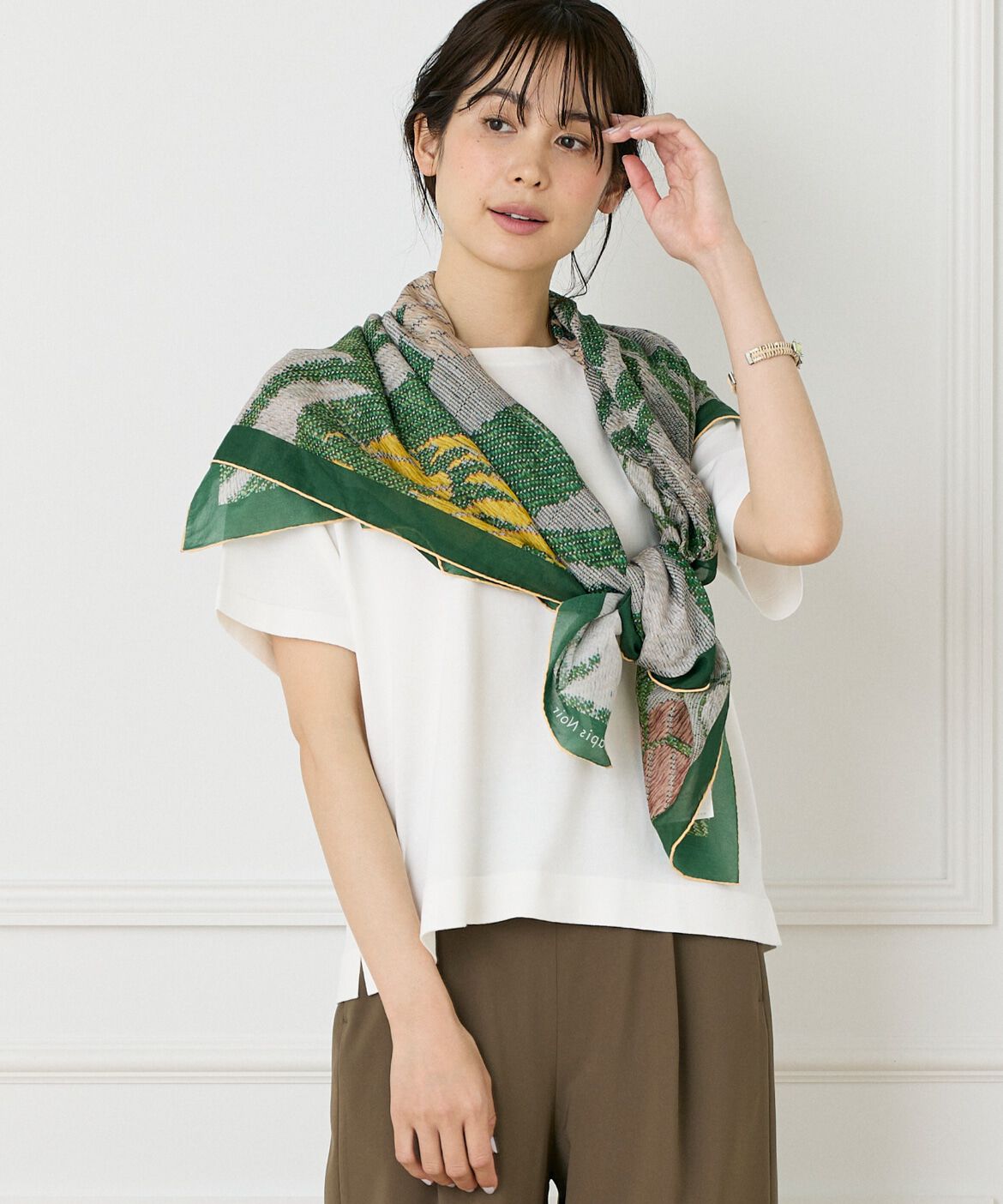 INED「《大きいサイズ》《WEB限定》Tシャツ風プルオーバーサマーニット」|ニット・セーター|オフホワイト1