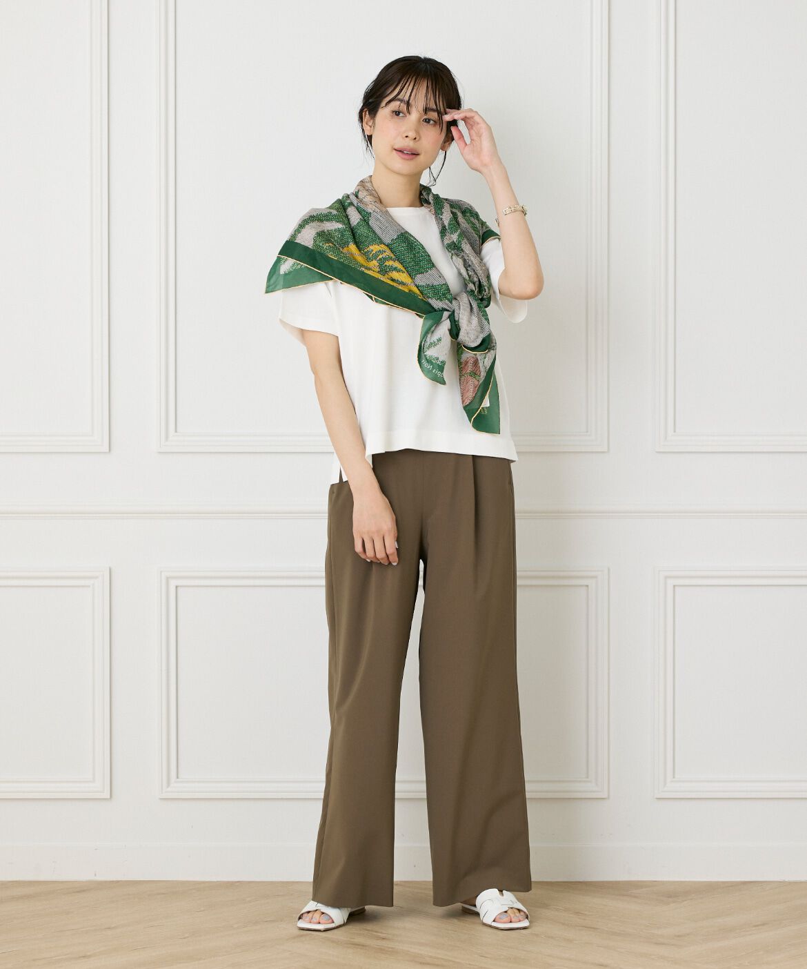 INED「《大きいサイズ》《WEB限定》Tシャツ風プルオーバーサマーニット」|ニット・セーター|