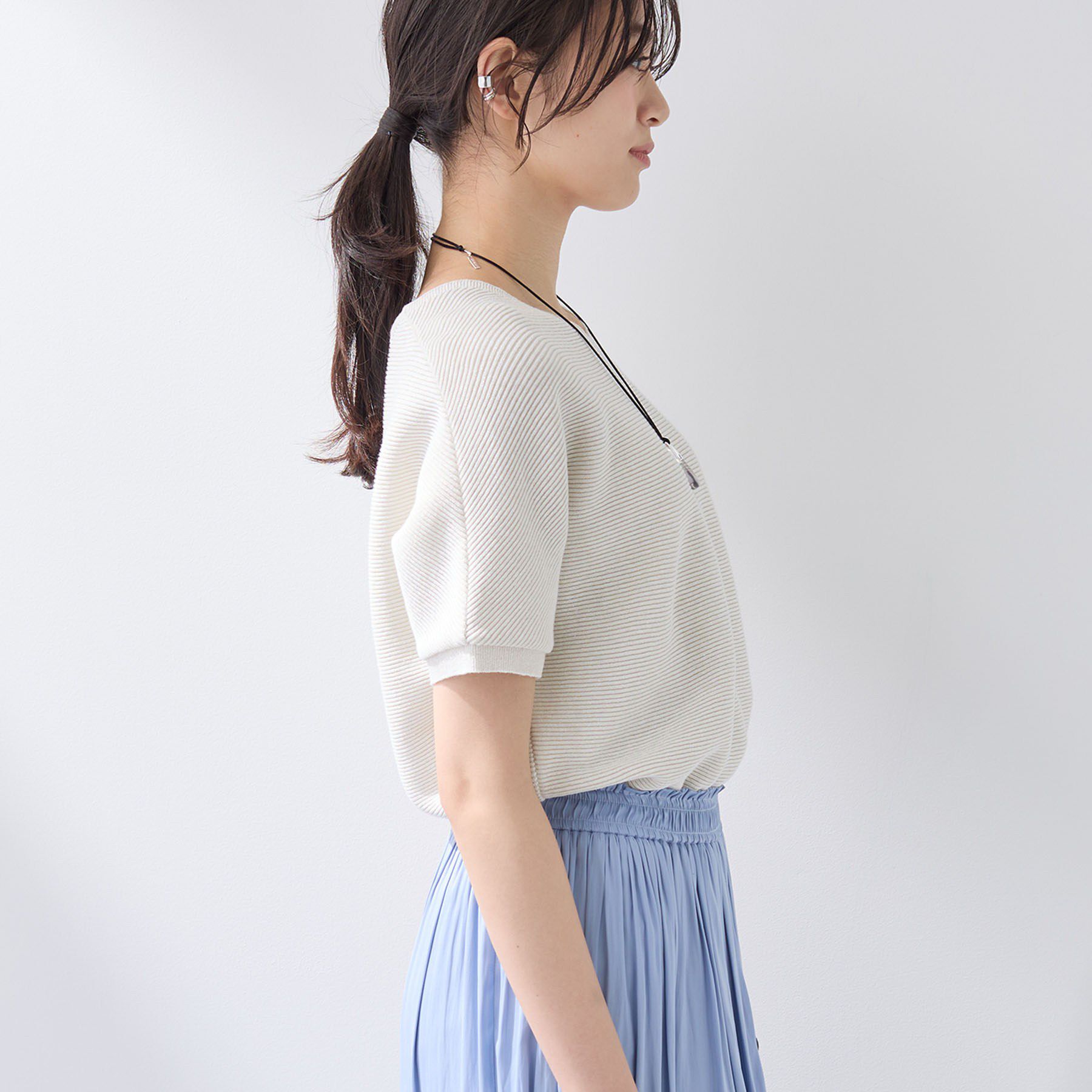 INDIVI「【リネン混】Vネックラメニット」|ニット・セーター|