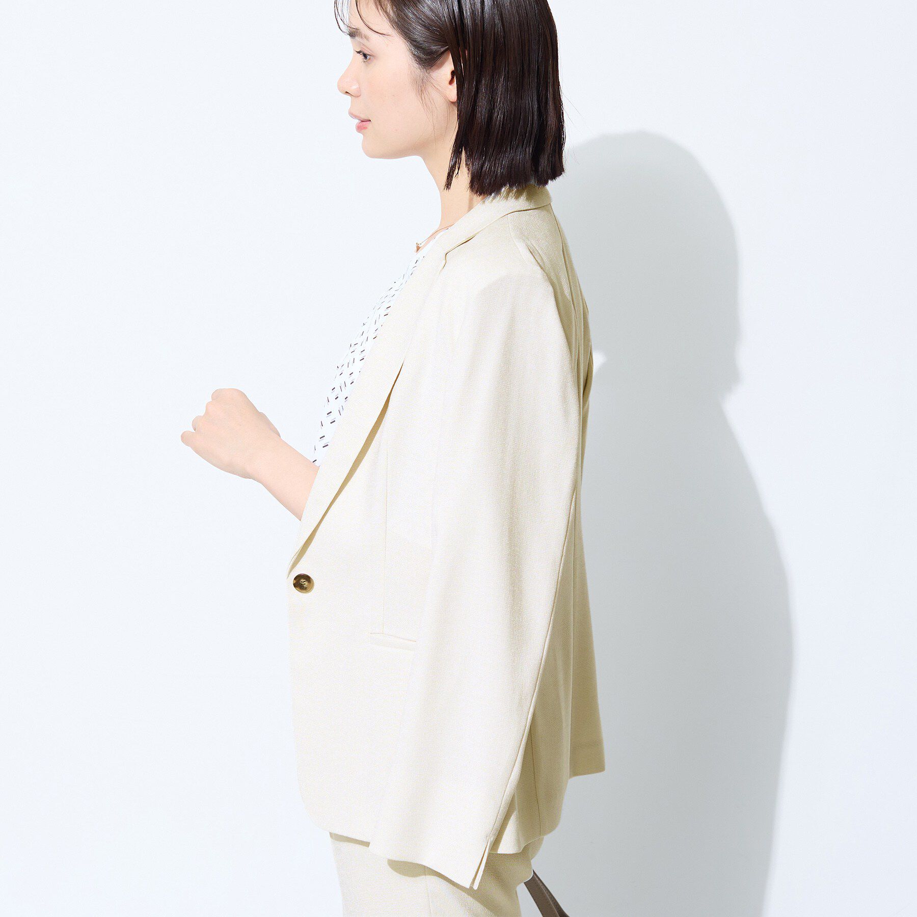 INDIVI「【SETUP可能／快適／シワになりにくい】リネンライクジャケット」|テーラードジャケット|