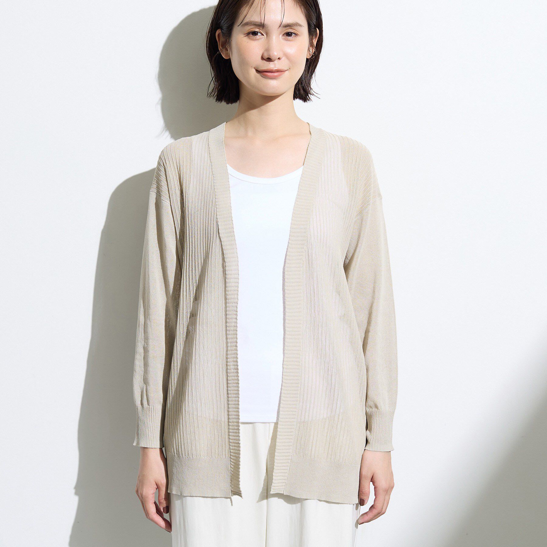 INDIVI「【清涼感◎】和紙混ニットカーディガン」|カーディガン|