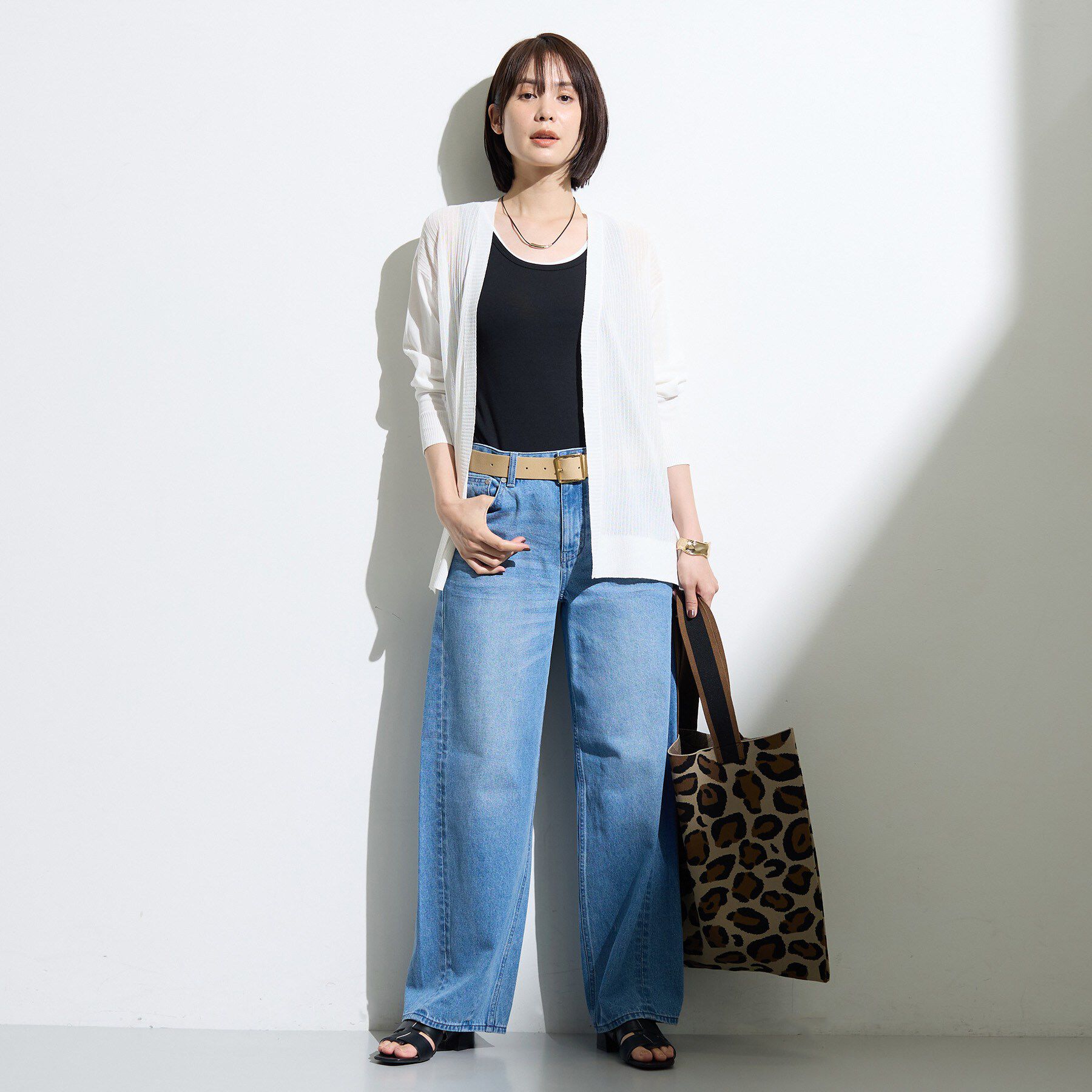 INDIVI「【清涼感◎】和紙混ニットカーディガン」|カーディガン|