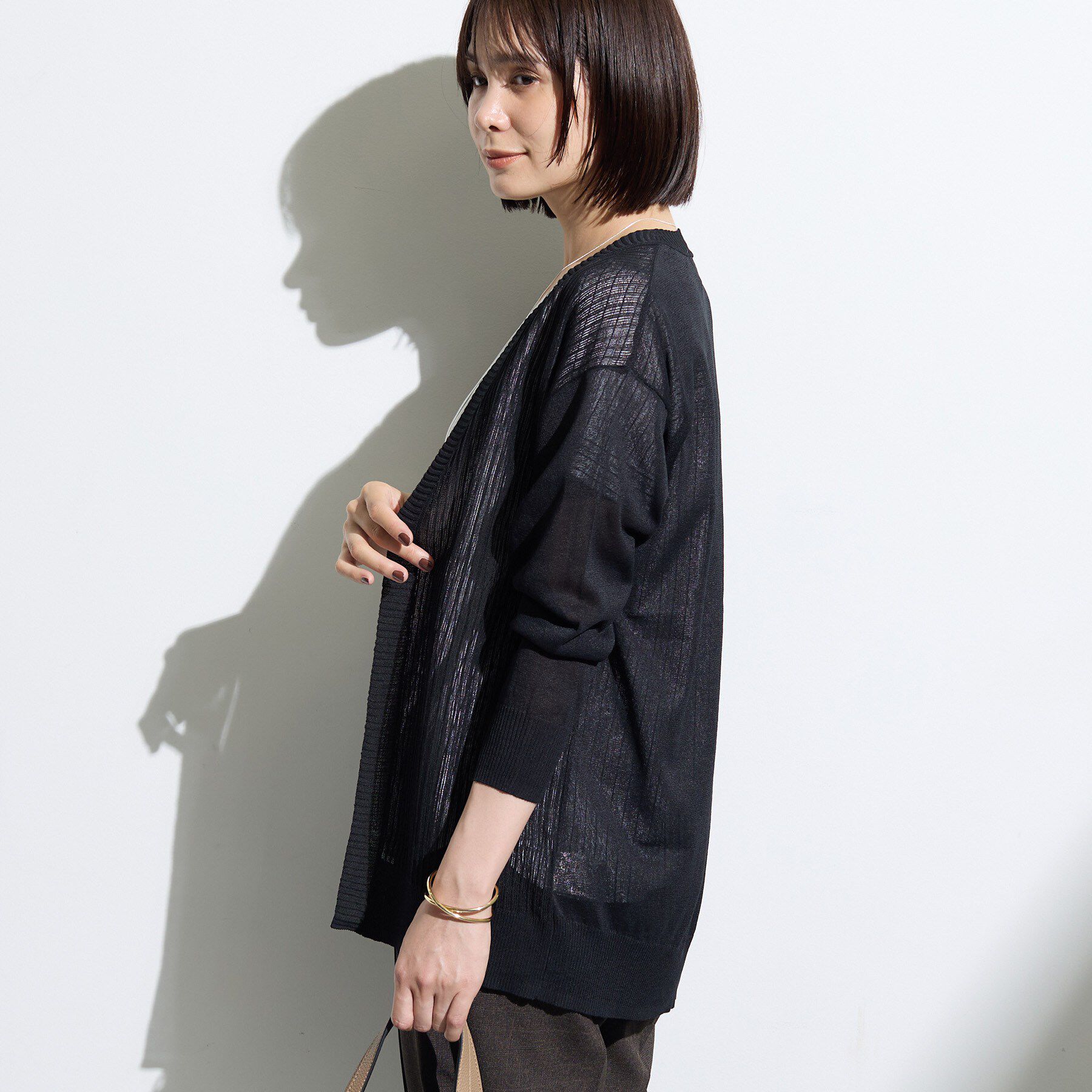 INDIVI「【清涼感◎】和紙混ニットカーディガン」|カーディガン|