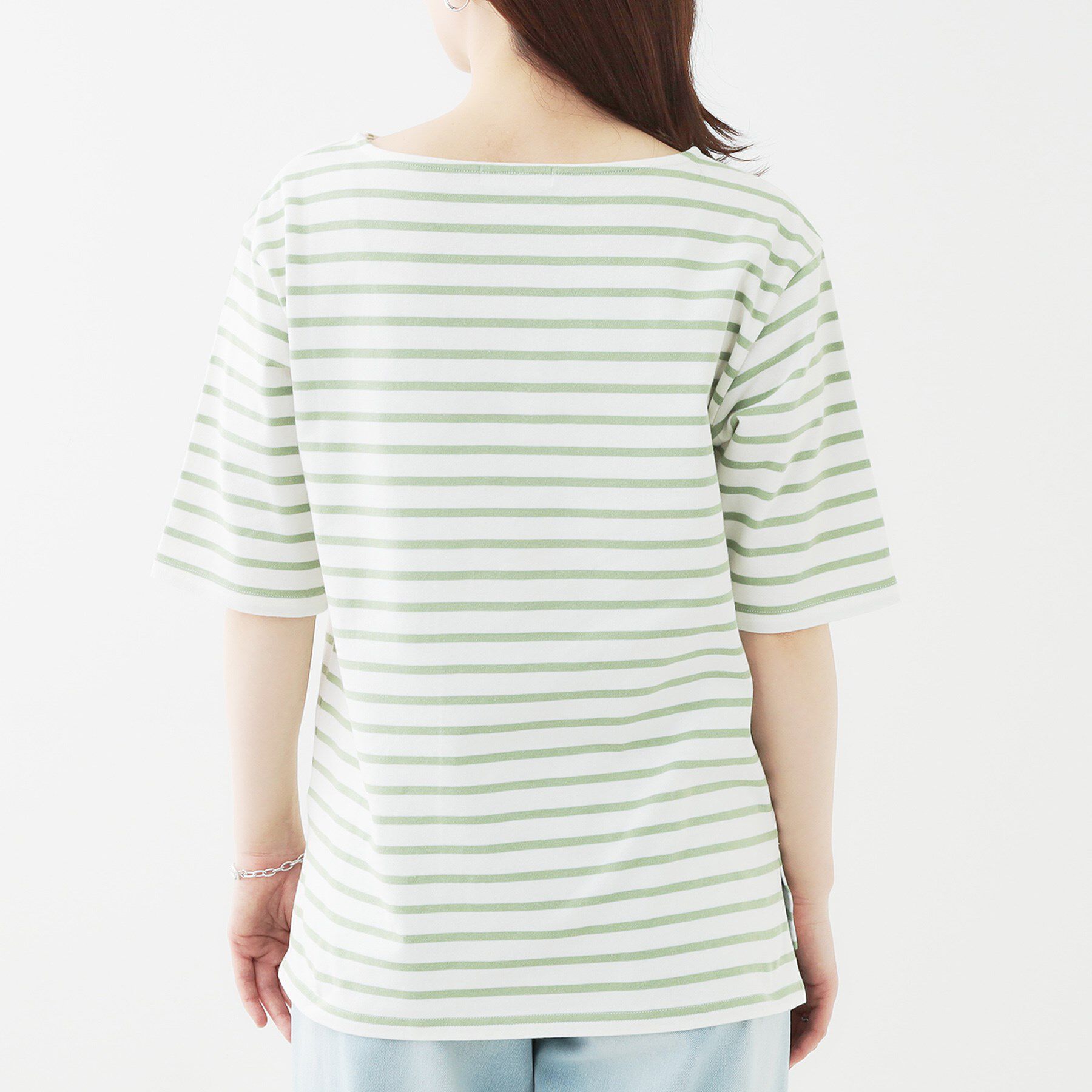 SHOO･LA･RUE「【洗える/S-LL/綿100％】5分袖ボートネックトップス」|Tシャツ・カットソー|