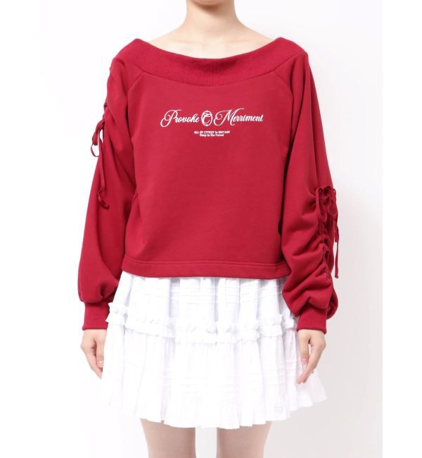CALNAMUR「2WAY オフショルリボンスウェットプルオーバー」|Tシャツ・カットソー|