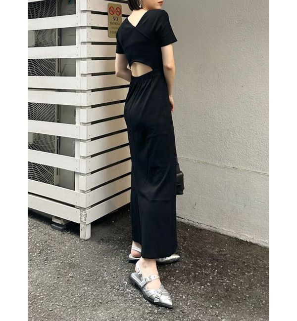 MURUA「アシメネックバックオープンワンピース」|ワンピース|ブラック