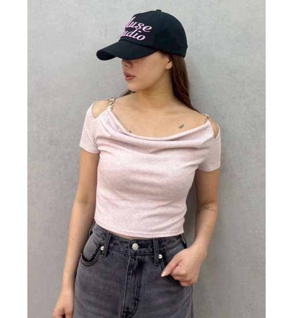 EVRIS「チェーンドレープリブフレンチトップス」|Tシャツ・カットソー|