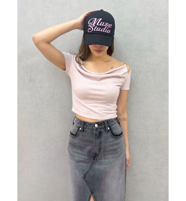 EVRIS「チェーンドレープリブフレンチトップス」|Tシャツ・カットソー|