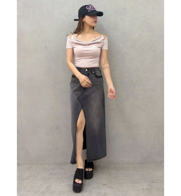 EVRIS「チェーンドレープリブフレンチトップス」|Tシャツ・カットソー|