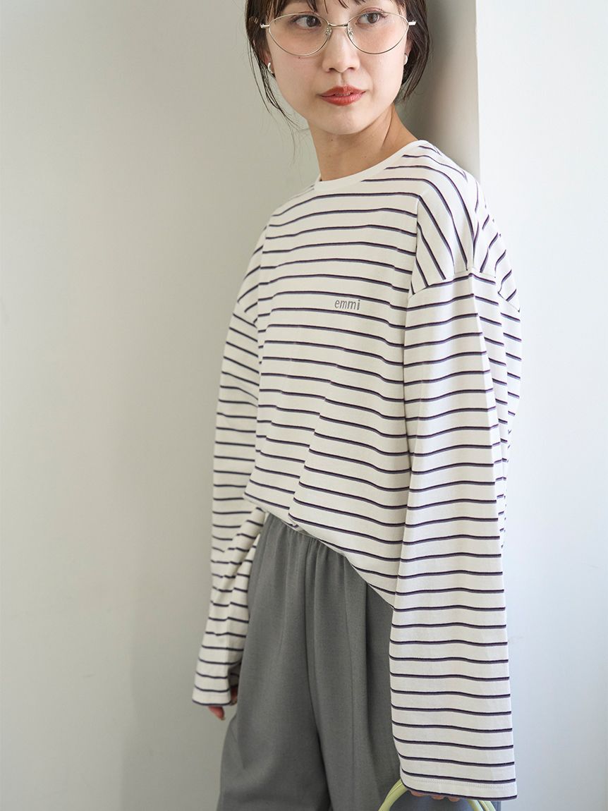 emmi atelier「emmiロゴクルーネックロングTシャツ」|Tシャツ・カットソー|