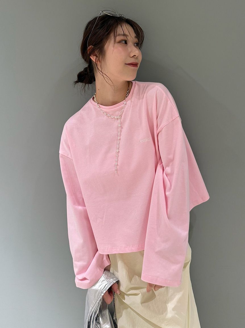 emmi atelier「emmiロゴクルーネックロングTシャツ」|Tシャツ・カットソー|PNK