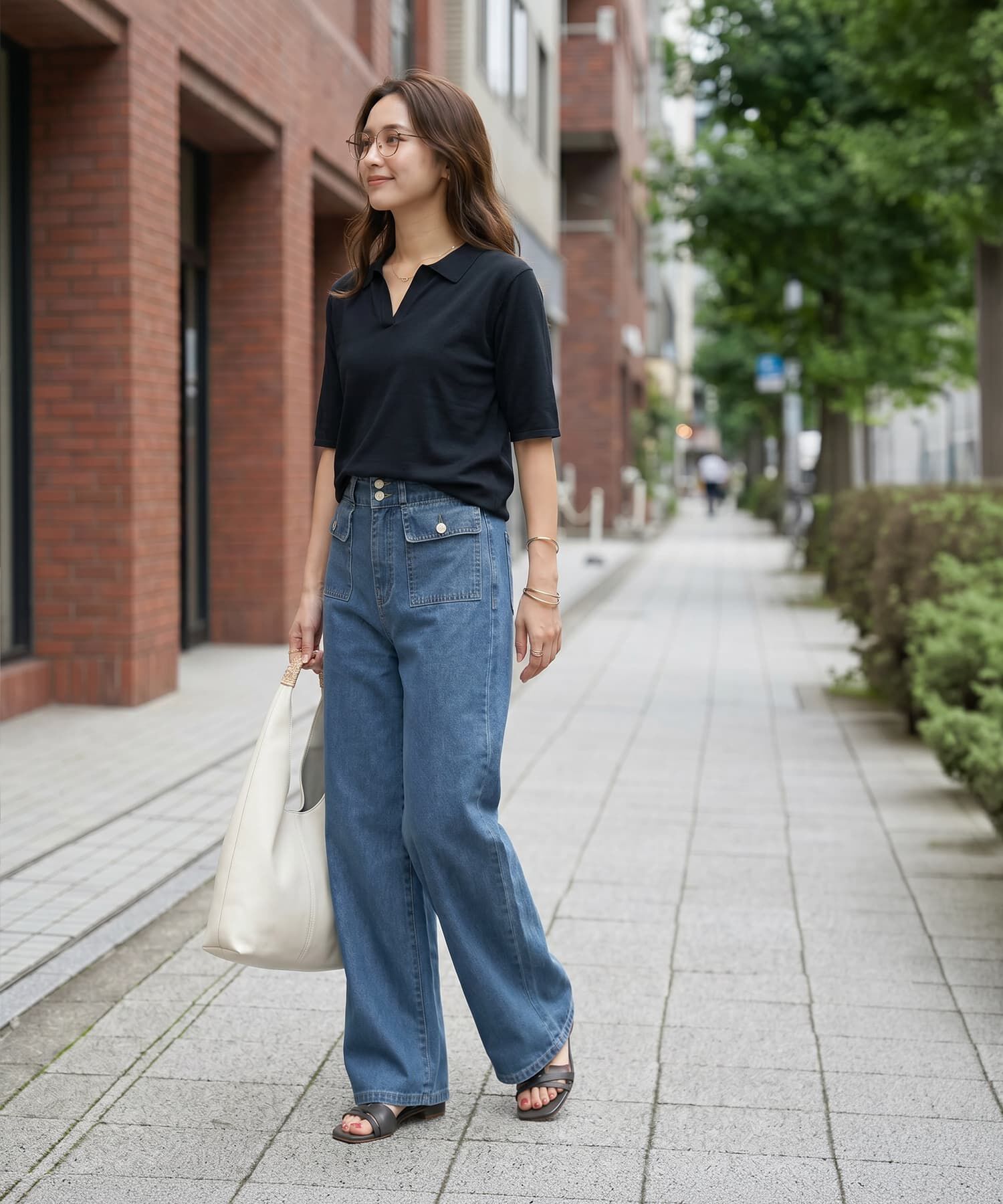 STYLE DELI「薄手シャリ感スキッパーニットトップス」|Tシャツ・カットソー|
