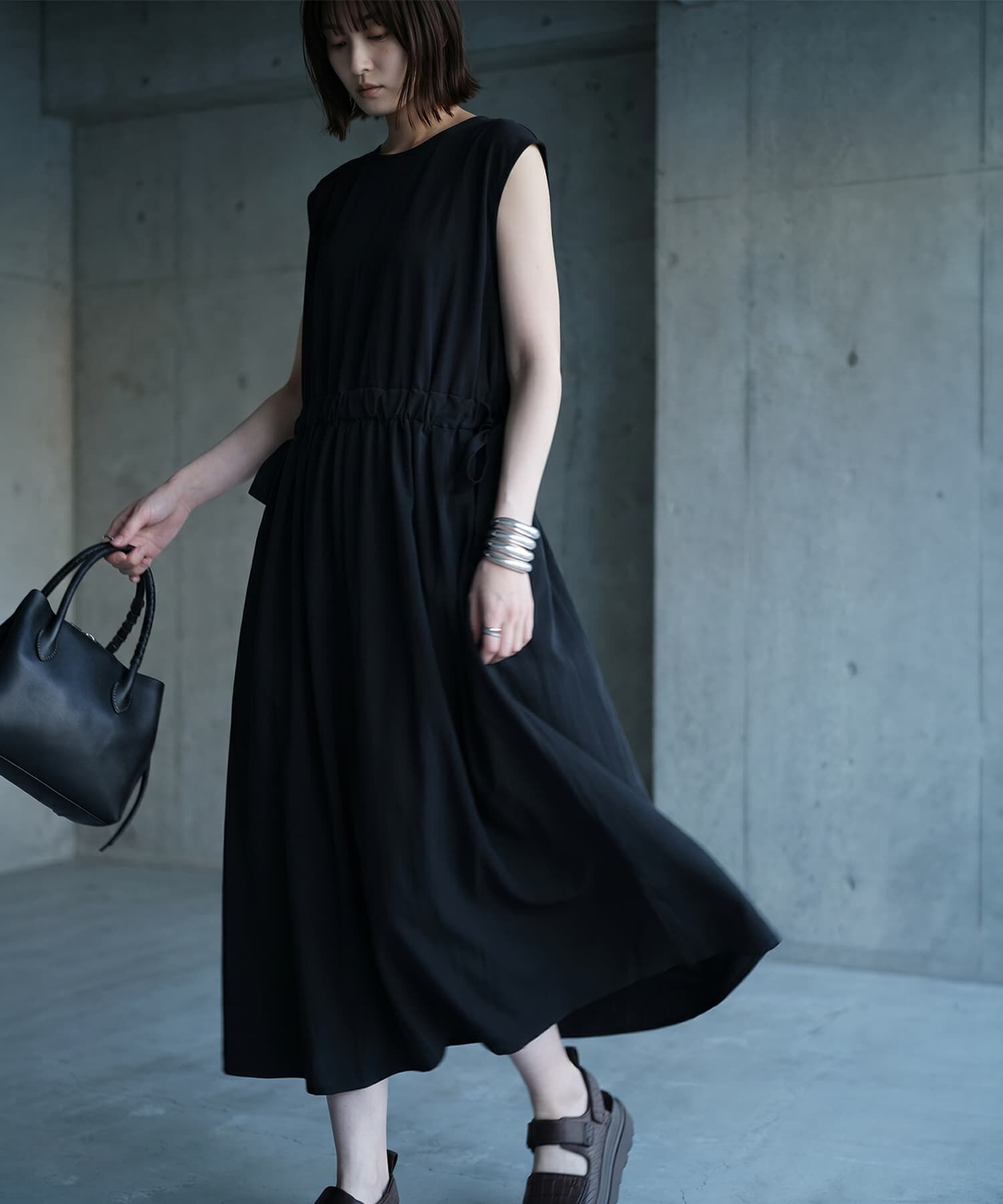 STYLE DELI「【BLK001】さらっと落ち感カットソーワンピース」|ワンピース|