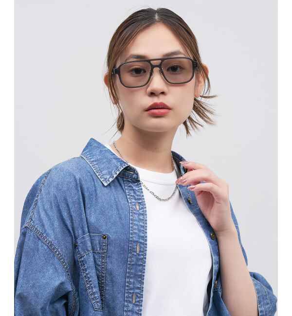  「Zoff｜ADAM ET ROPE' ウェリントン型 サングラス | カラーレンズ 太縁 ツーブリッジ 紫外線対策 UVカット」|サングラス|