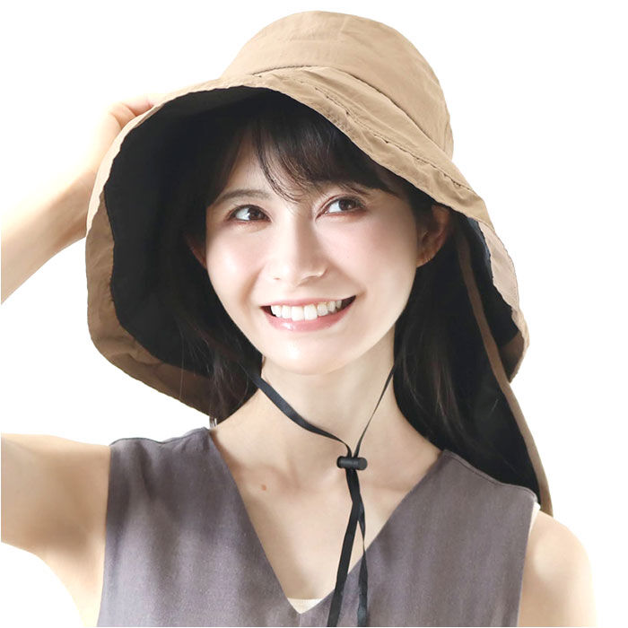 BACKYARD FAMILY「帽子 UVカット レディース 通販 UVハット つば広帽子 つば広ハット ネックカバー付き ハット」|ハット|