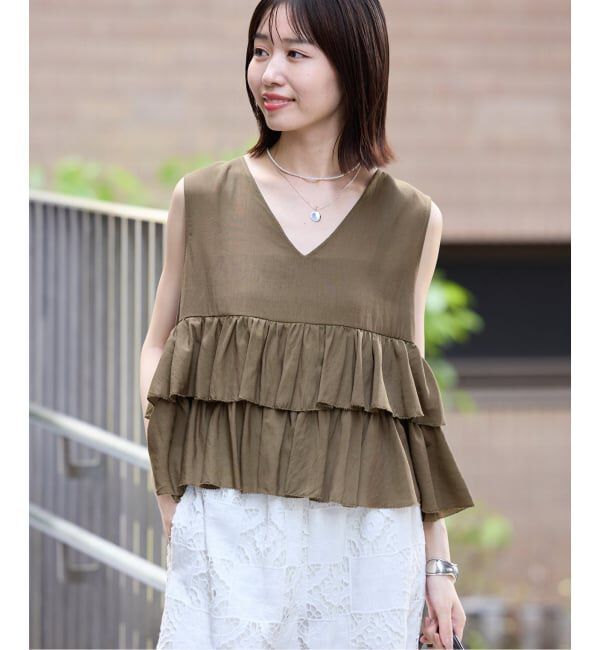SLOBE IENA「《WEB限定カラーあり》2WAYペプラムフリル ノースリーブブラウス」|シャツ・ブラウス|